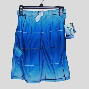 Kanu Surf Blue Plaid Swim Trunks New L